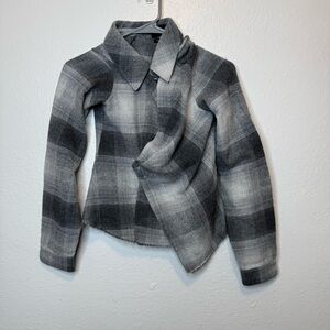 RtA Lizbeth Asymmetrical Plaid Shirt Italian Fabric Wool Cotton Blend Size XS